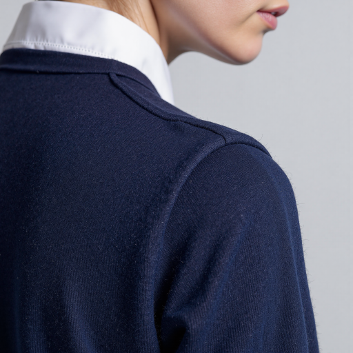 四十五岁左右中年女性头像,穿正装,深蓝色背景,商务精英风格